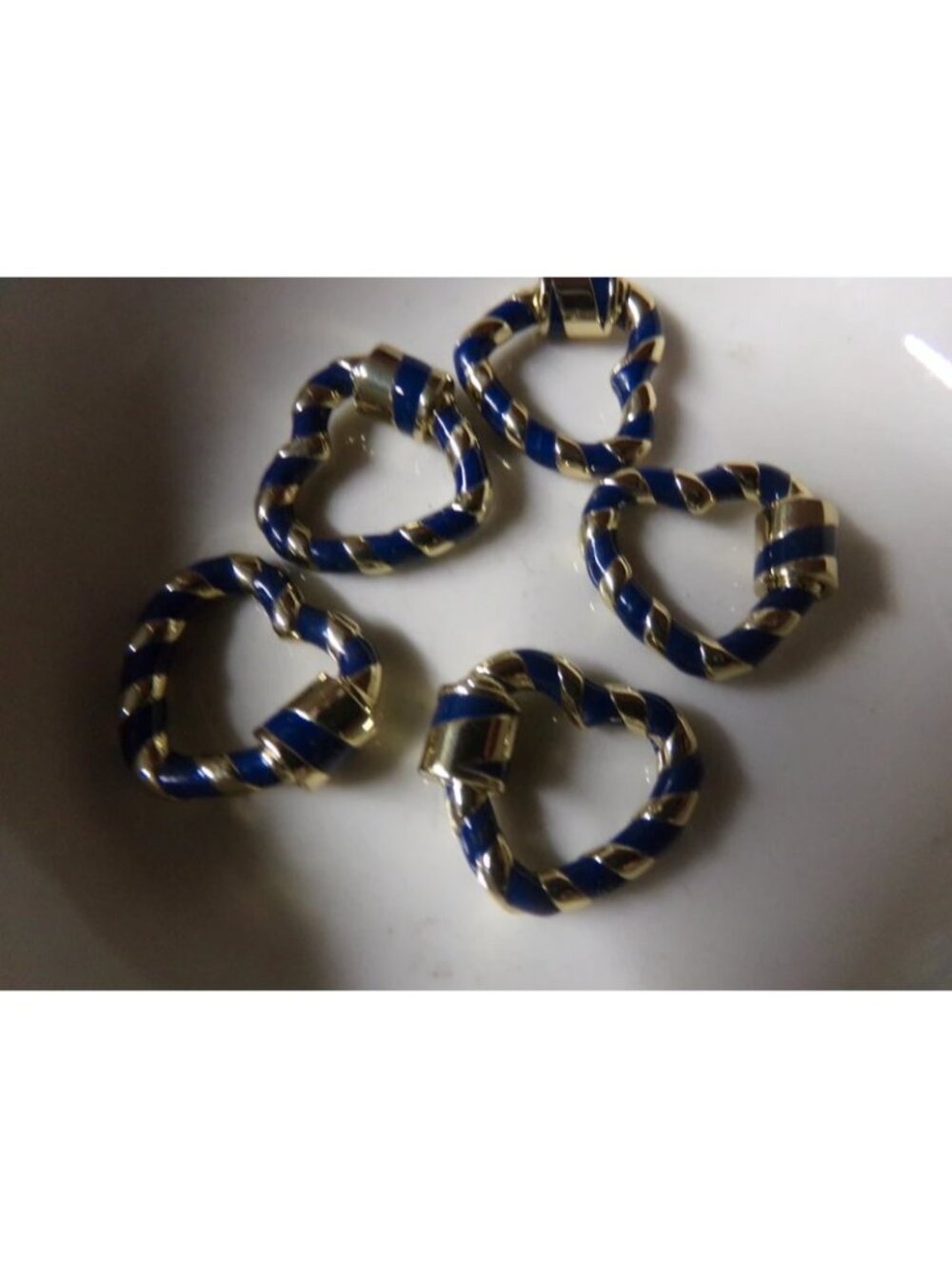 Gold and Blue Heart Shaped Screw Carabiner Charm